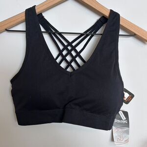 Spalding Black and Rose Gold Crossback Racerback Sports Bra